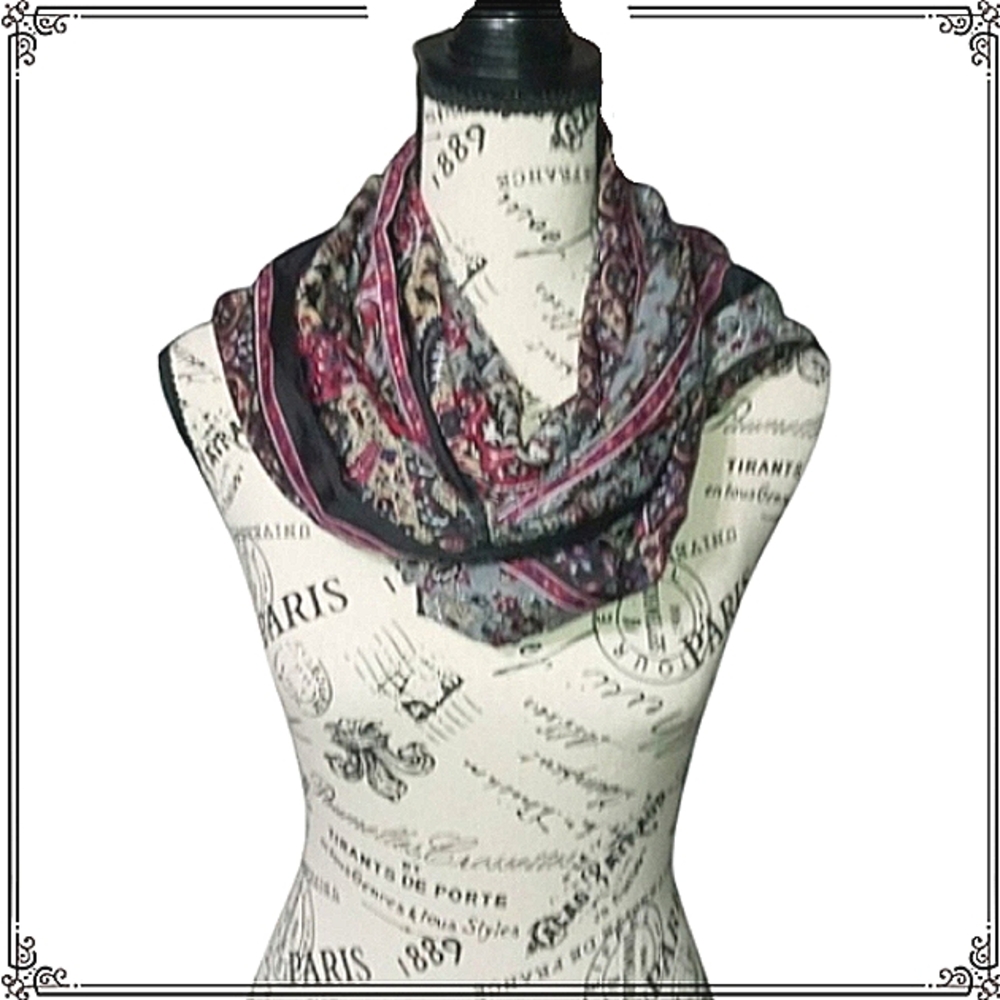 Vintage Silky Paisley Print Extra Long Head & Neck Scarf